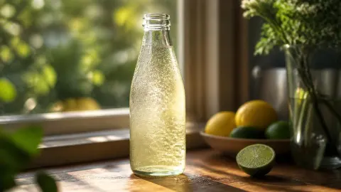 作品の見本: 窓辺に置かれた炭酸飲料の瓶
